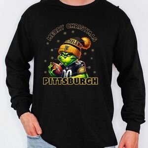 Gildan Black Long Sleeve Tee with Festive Graphic